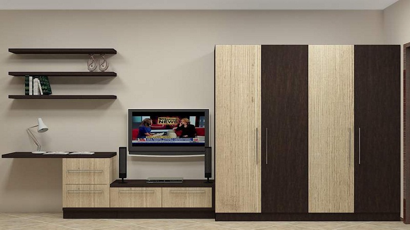 Kệ ti vi góp phần trang trí cho phòng ngủ