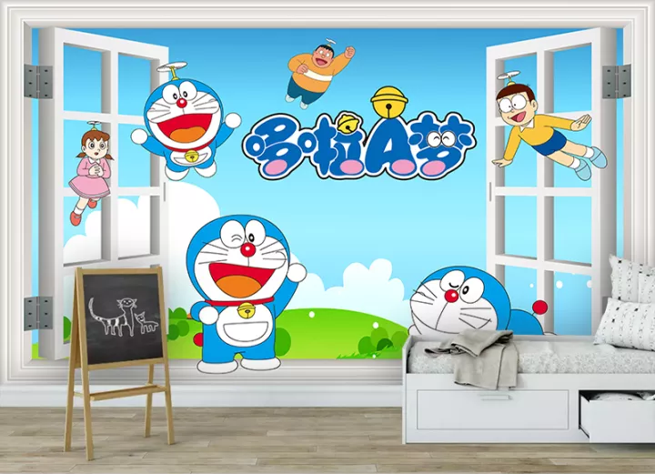 Tranh dán tường 3D trang trí phòng trẻ em Doremon phủ kim sa cao cấp 201908110851308472200 PC | Lazada.vn