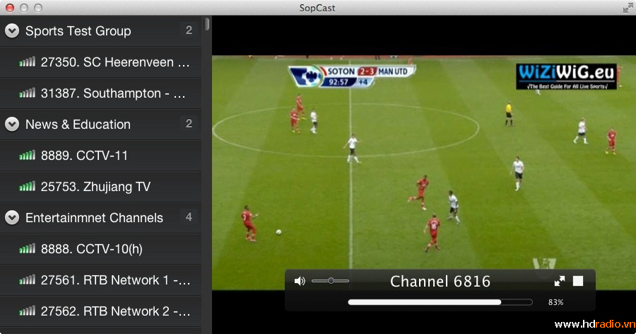 SopCast xem bóng đá trực tuyến tuyệt vời